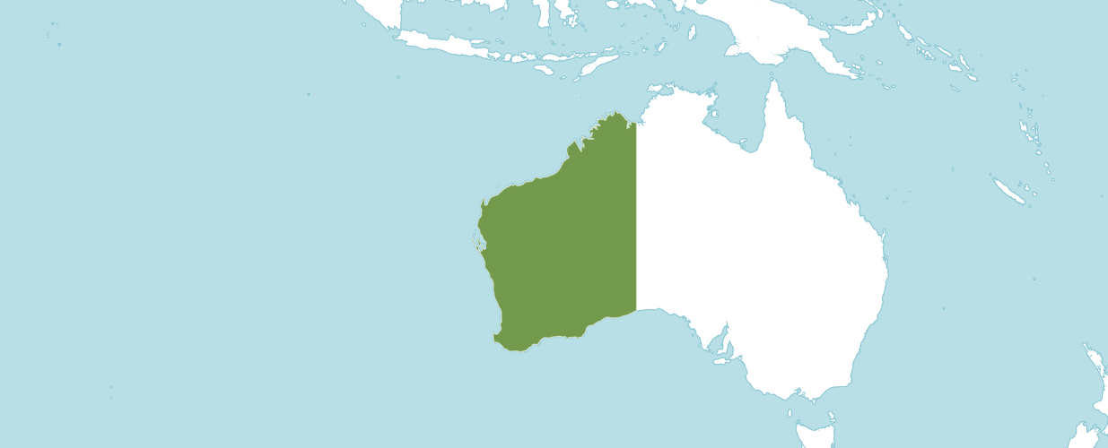 A map of the world showing that Australian pitcher plants are exclusively native to Western Australia