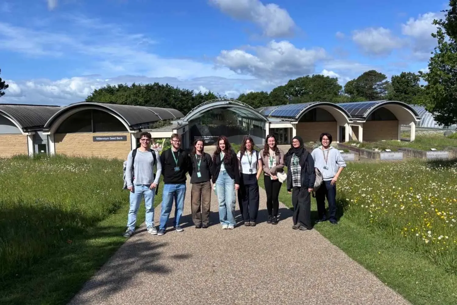 Internship students standing outside the Millennium Seed Bank