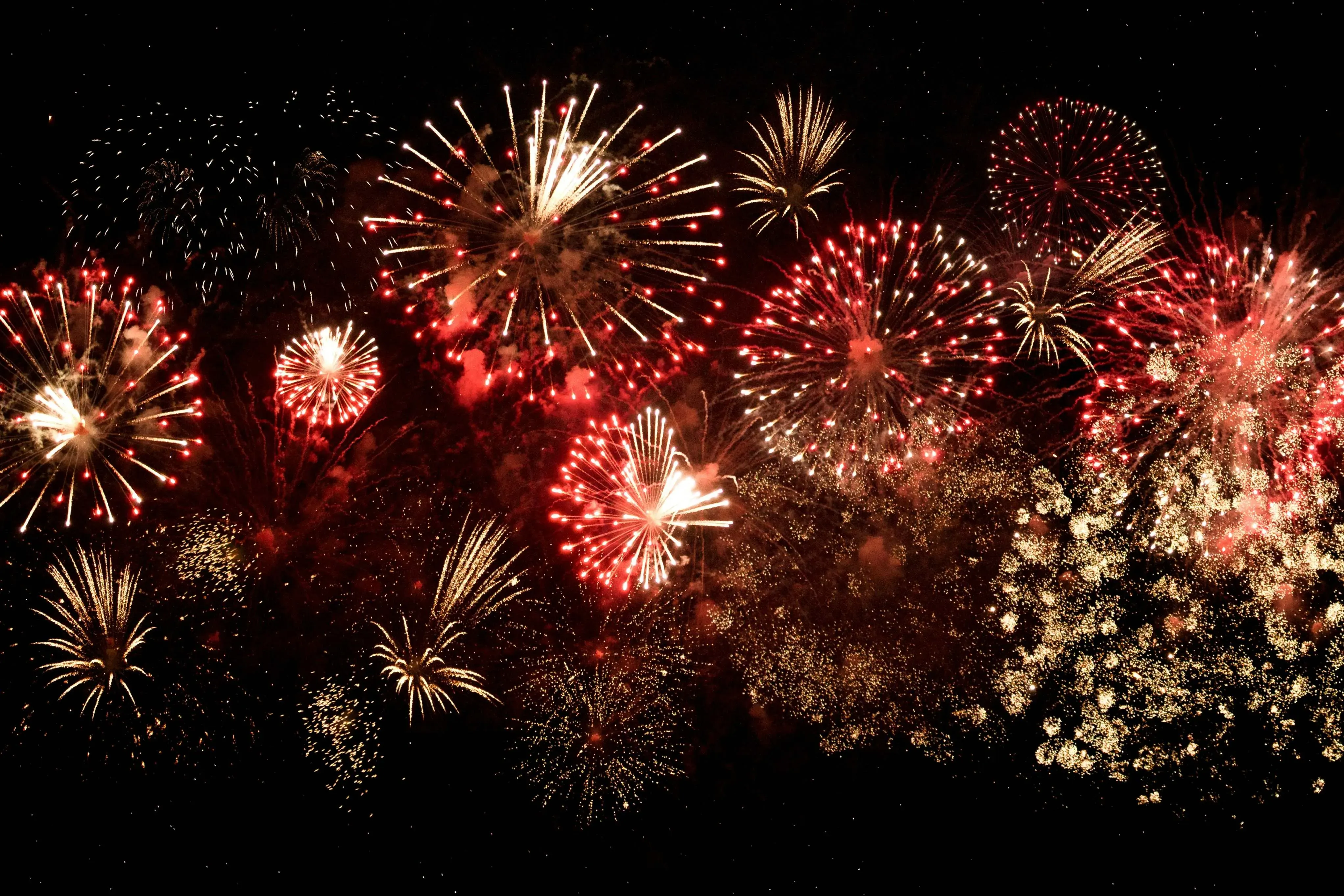 Red and white fireworks